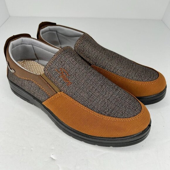 Mens Brown and Gray Breathable Casual Soft Soled Slip On Size 7.5 Loafers - Picture 2 of 9